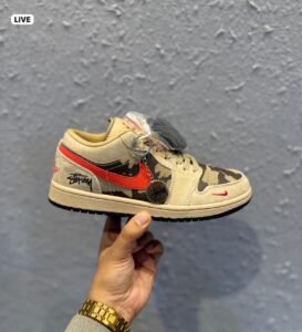 Retro 1 Low Camo Sneakers – Street Collab Style Edition