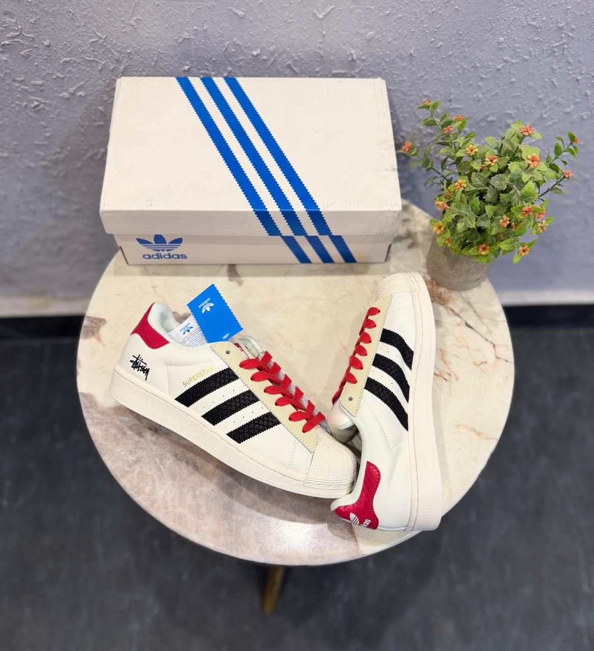 Superstar White Black Red Sneakers – Bold Street Classic Style