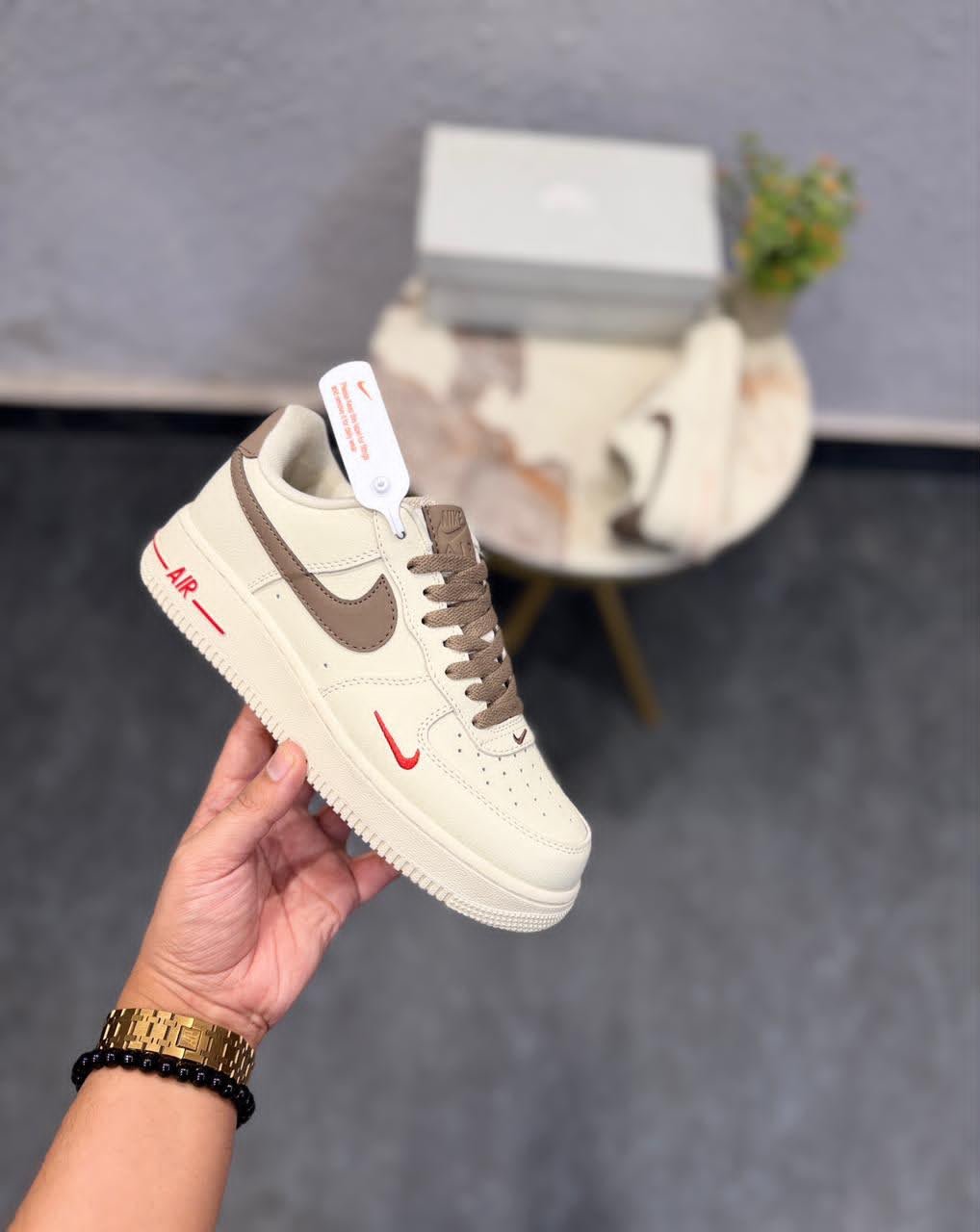 Classic Air Force Low-Top Brown Swoosh Unisex Sneakers (1) Airforce Brown Swoosh Sneakers – Premium Lifestyle Edition