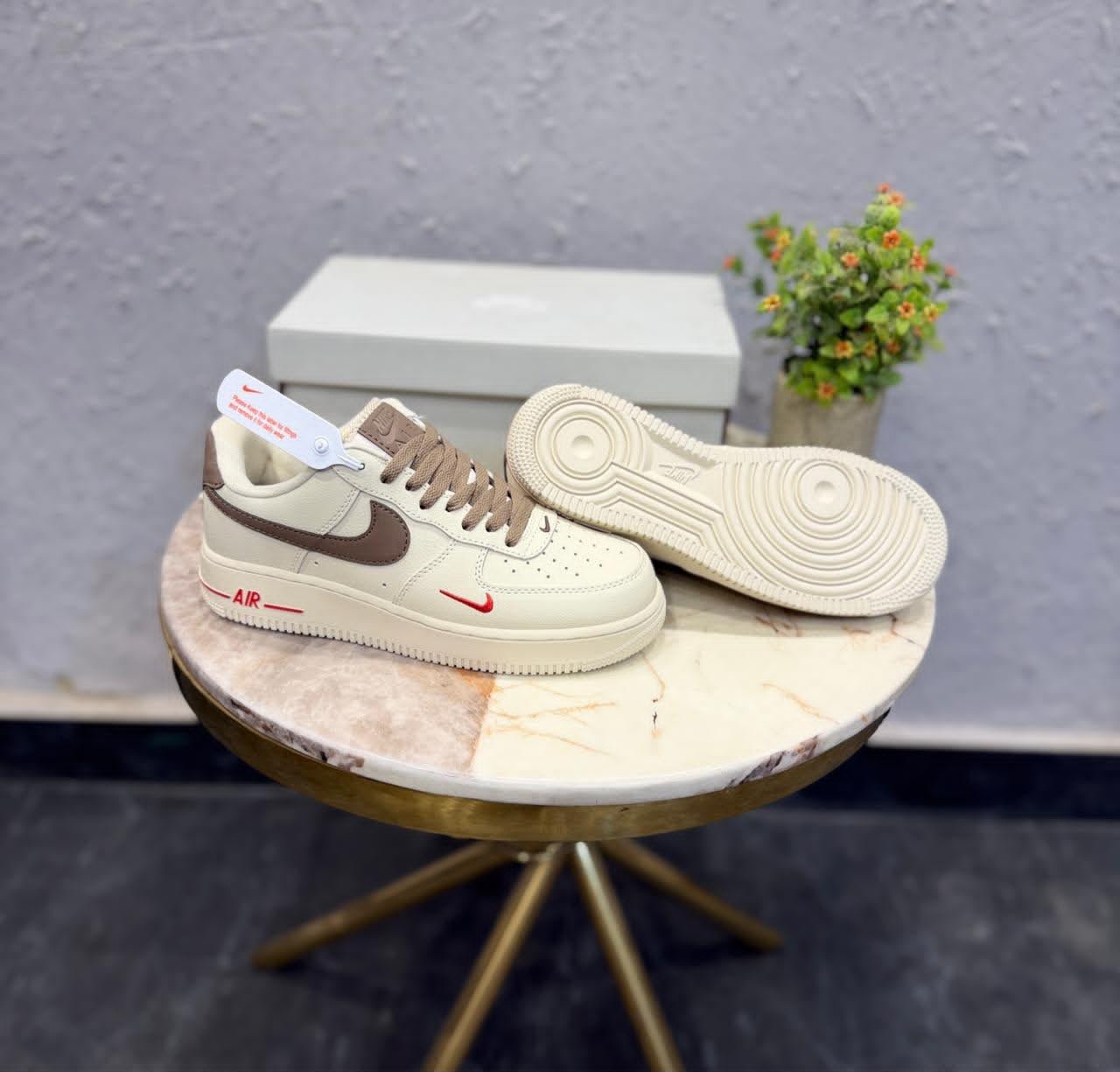 Classic Air Force Low-Top Brown Swoosh Unisex Sneakers (2) Airforce Brown Swoosh Sneakers – Premium Lifestyle Edition