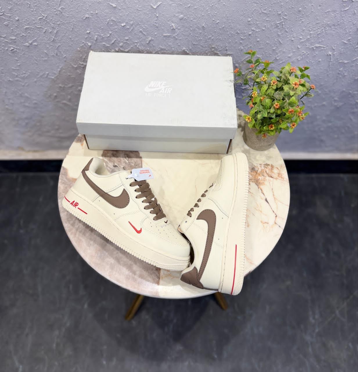 Classic Air Force Low-Top Brown Swoosh Unisex Sneakers (4) Airforce Brown Swoosh Sneakers – Premium Lifestyle Edition