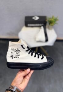 White Black High Top Sneakers – Premium Comfort & Trendy Design