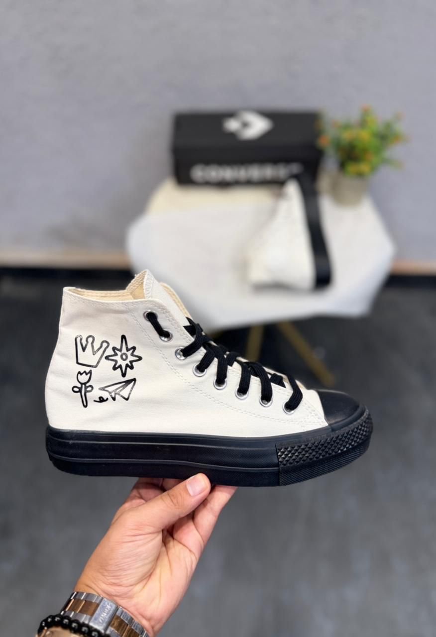 White Black High Top Sneakers – Premium Comfort & Trendy Design (3) White Black High Top Sneakers – Premium Comfort & Trendy Design