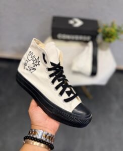 White Black High Top Sneakers – Premium Comfort & Trendy Design