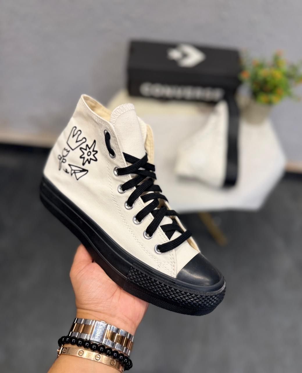 White Black High Top Sneakers – Premium Comfort & Trendy Design (4) White Black High Top Sneakers – Premium Comfort & Trendy Design