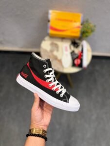 Black Graphic High Top Sneakers – Premium Comfort & Vintage Style