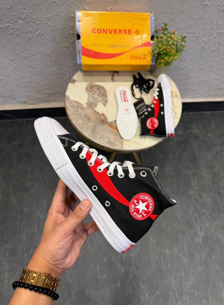 Black Graphic High Top Sneakers – Premium Comfort & Vintage Style
