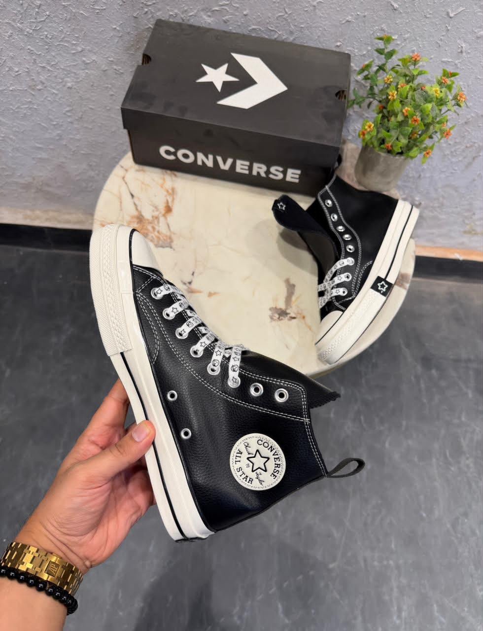 Black Leather High Top Sneakers – Premium Comfort & Timeless Style