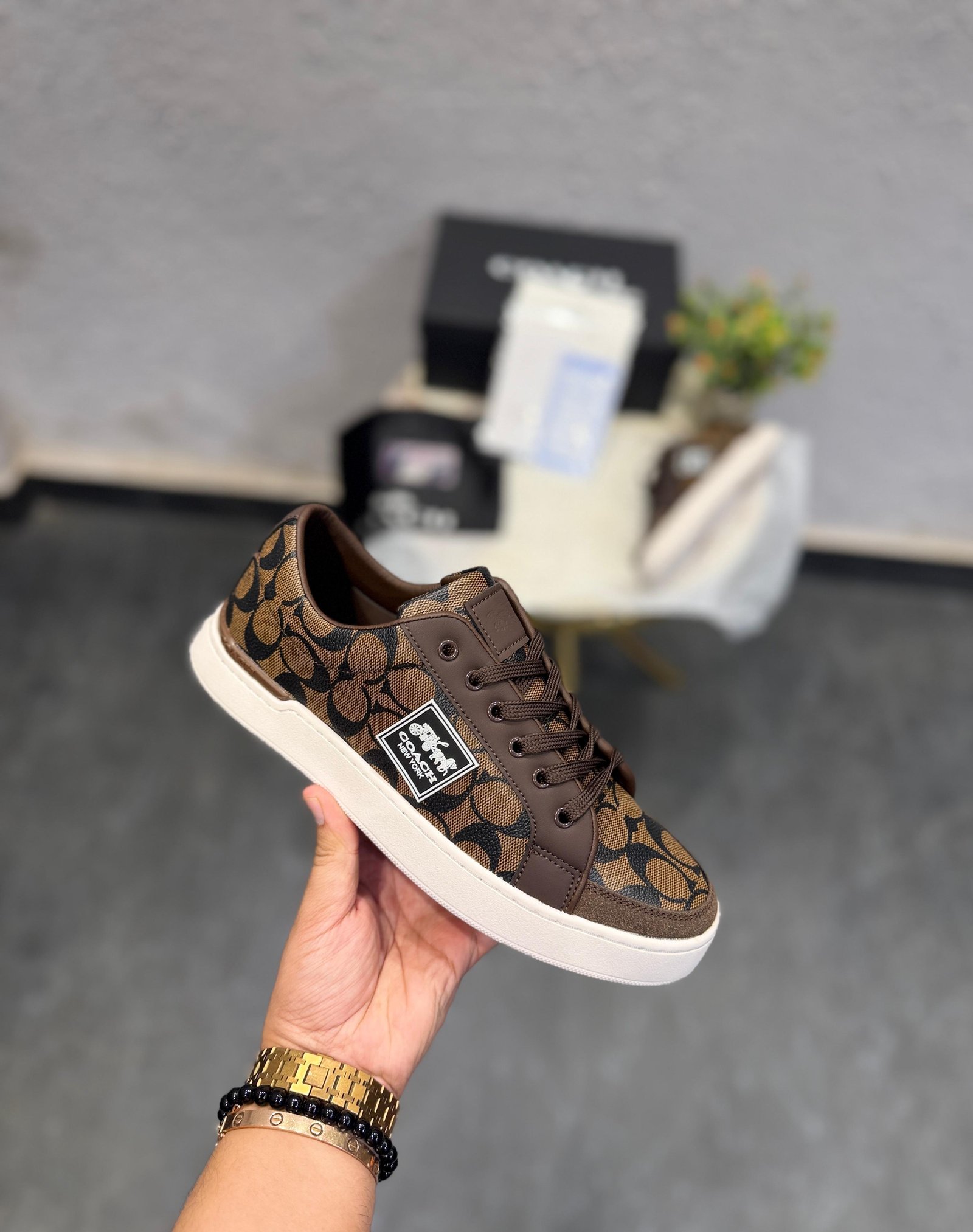 Brown White Luxury Trainers – Premium Comfort & Timeless Elegance