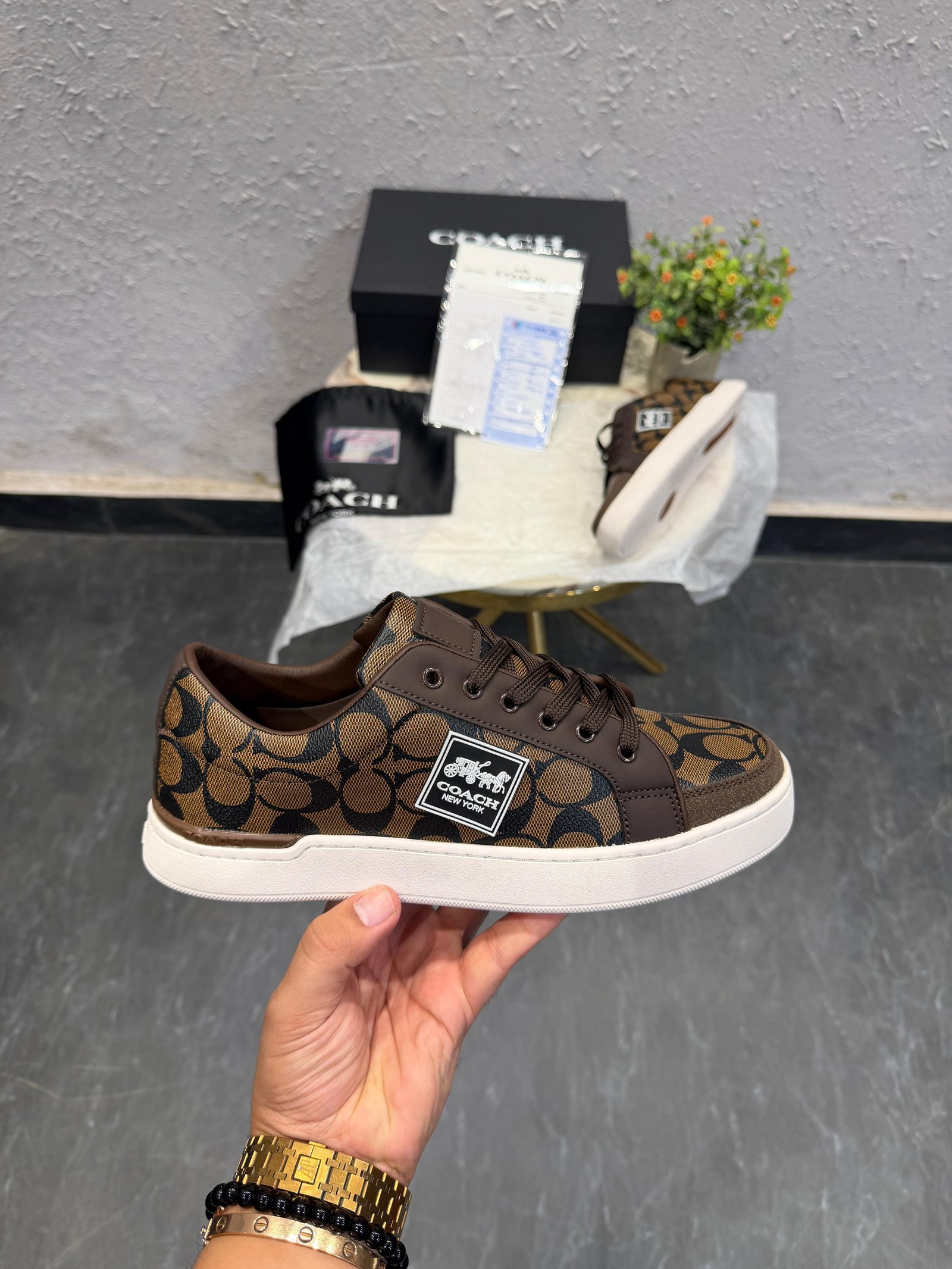 Brown White Luxury Trainers – Premium Comfort & Timeless Elegance