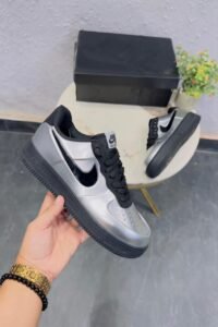 Metallic Black Statement Sneakers – Premium Comfort & Futuristic Style