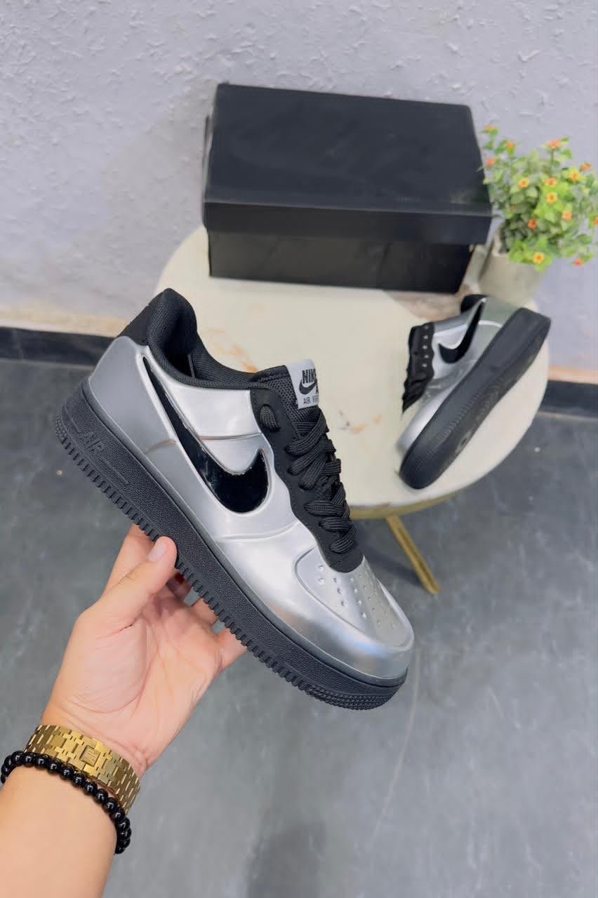Metallic Black Statement Sneakers – Premium Comfort & Futuristic Style