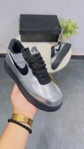 Metallic Black Statement Sneakers – Premium Comfort & Futuristic Style