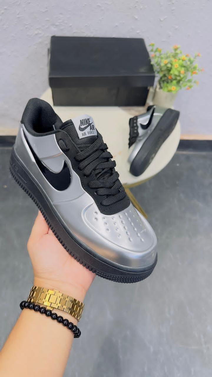 Metallic Black Statement Sneakers – Premium Comfort & Futuristic Style