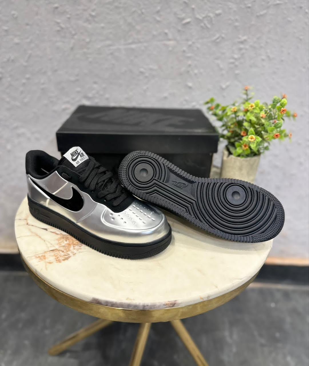 Metallic Black Statement Sneakers – Premium Comfort & Futuristic Style
