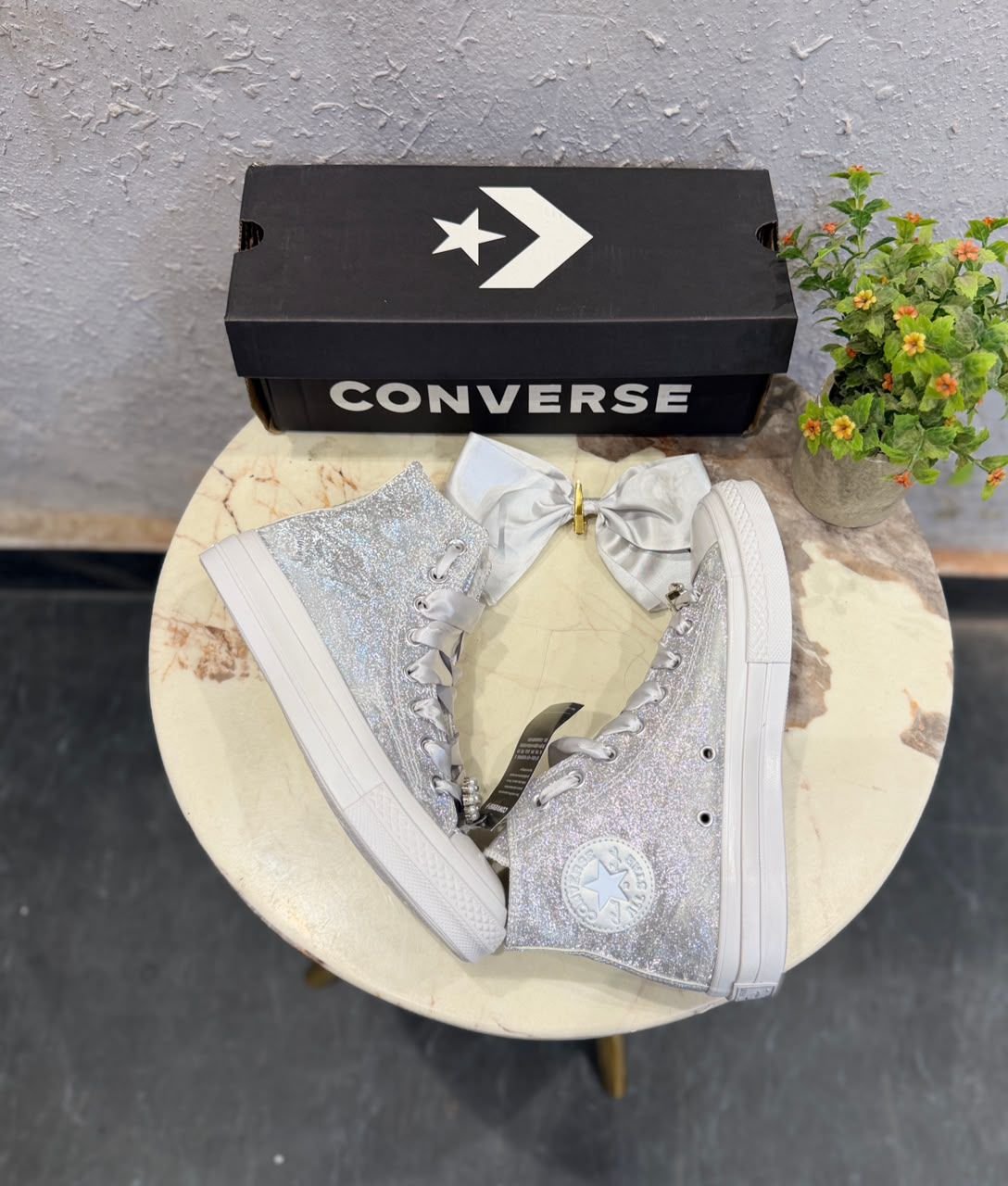 Metallic Silver Mid Top Sneakers – Premium Comfort & Futuristic Style