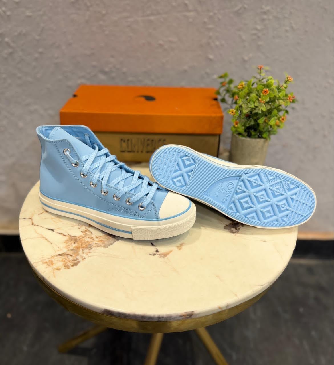 Sky Blue High Top Sneakers – Premium Comfort & Classic Street Style