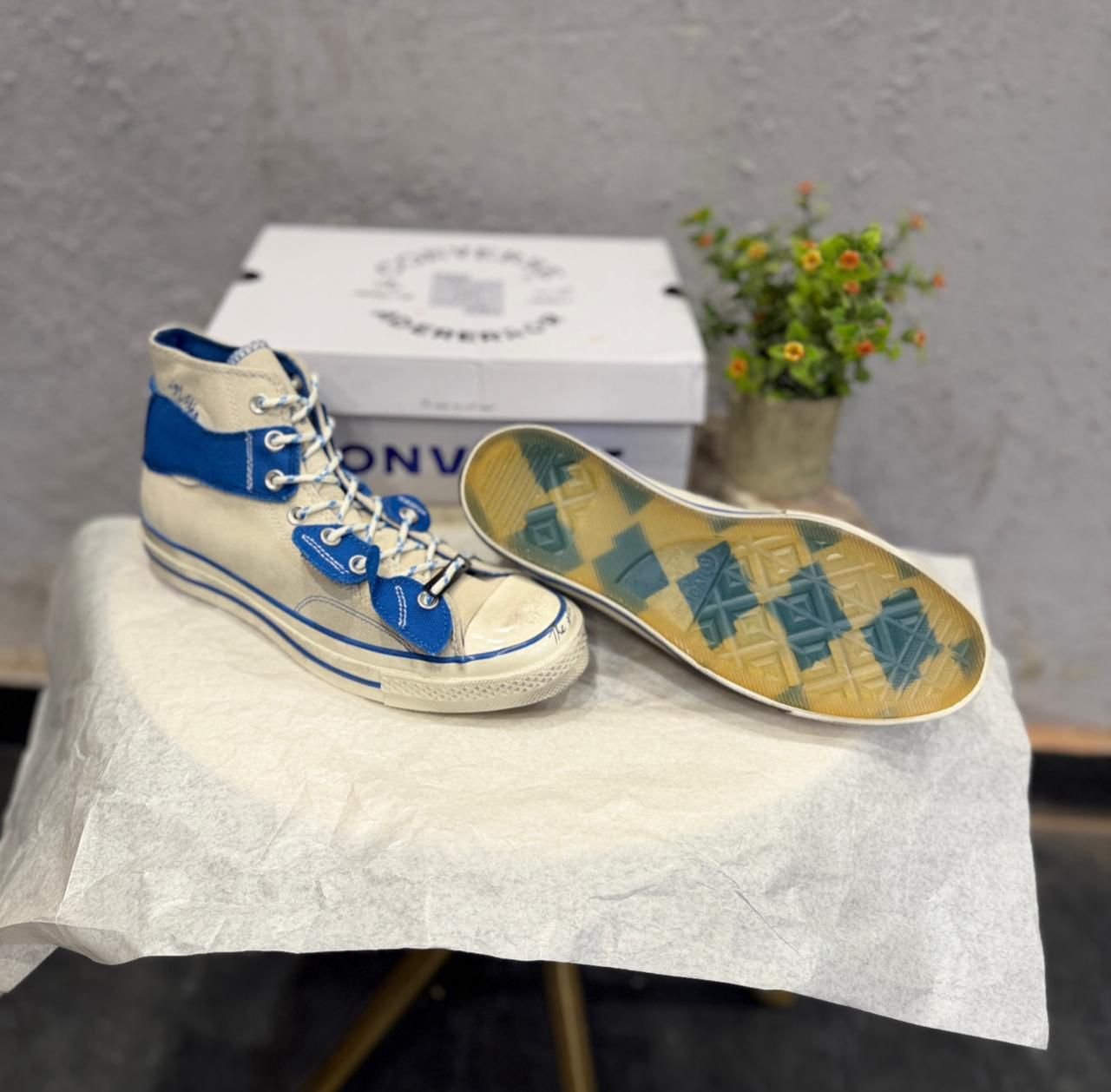 White Blue Mid Top Sneakers – Premium Comfort & Contemporary Style