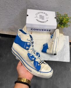 White Blue Mid Top Sneakers – Premium Comfort & Contemporary Style