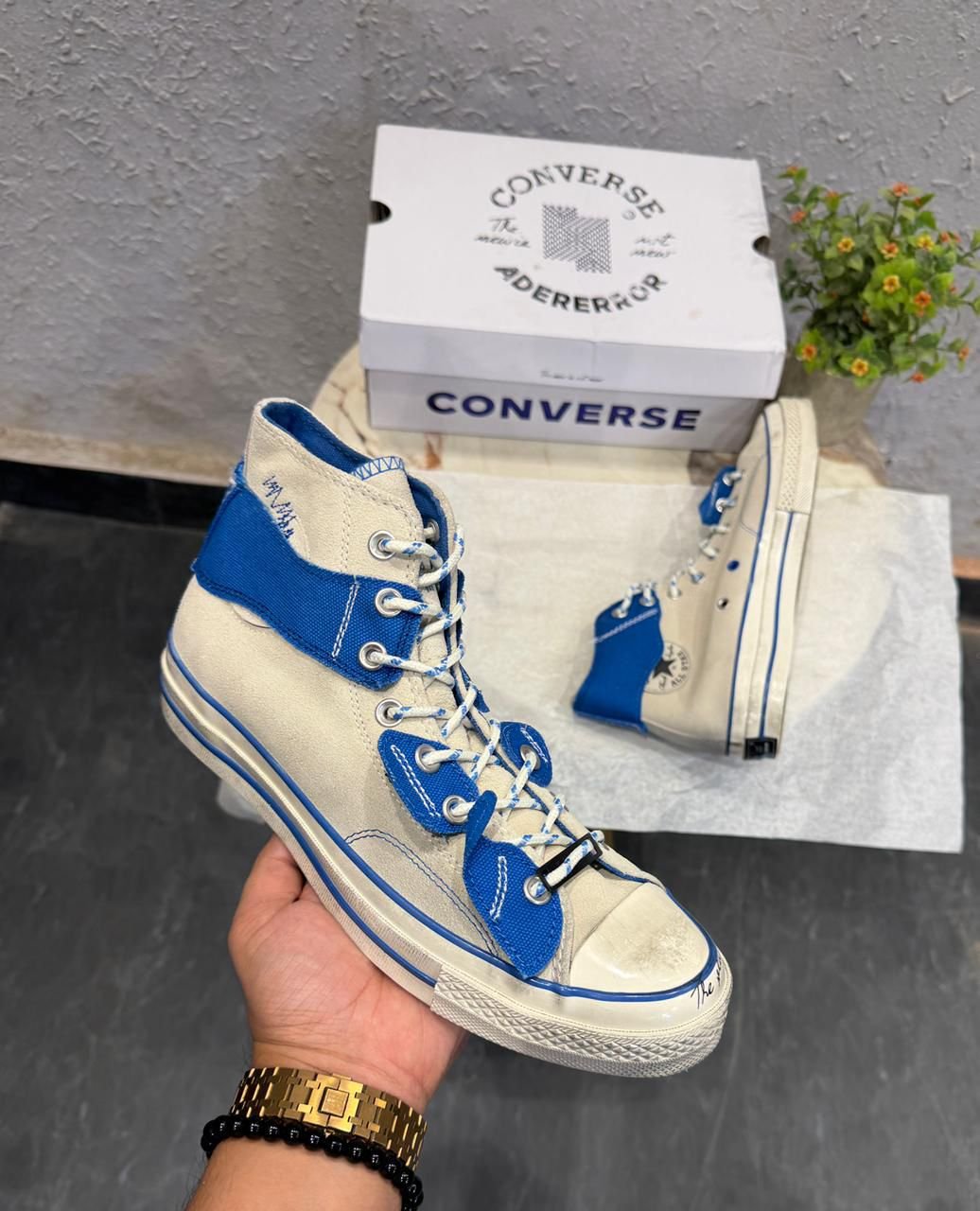 White Blue Mid Top Sneakers – Premium Comfort & Contemporary Style