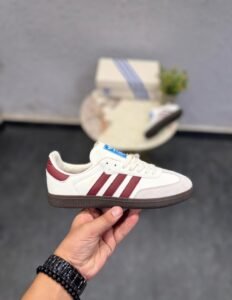 White Maroon Retro Sneakers – Classic Comfort & Girls' Street Style
