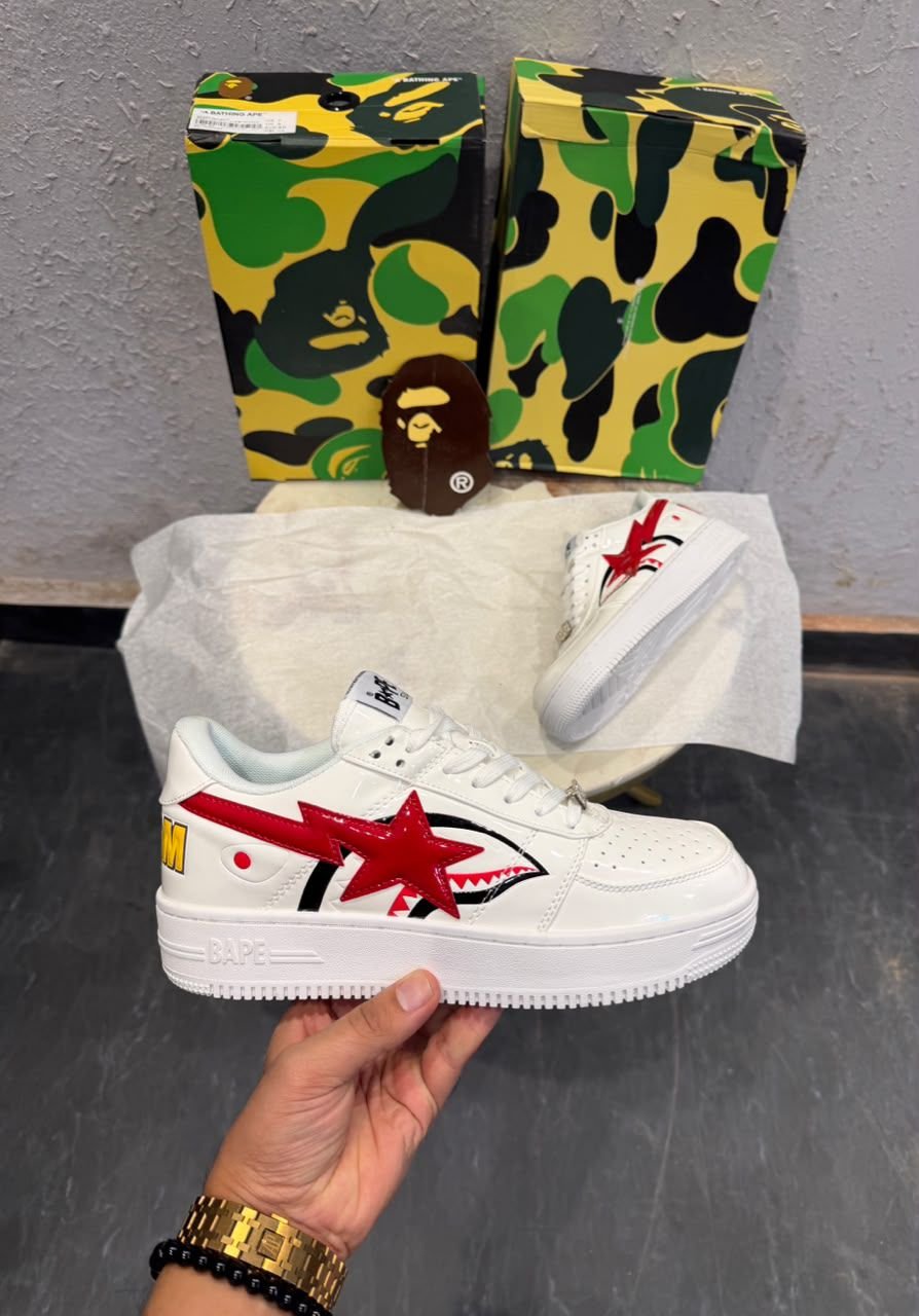 White Red Streetwear Sneakers – Premium Comfort & Bold Style