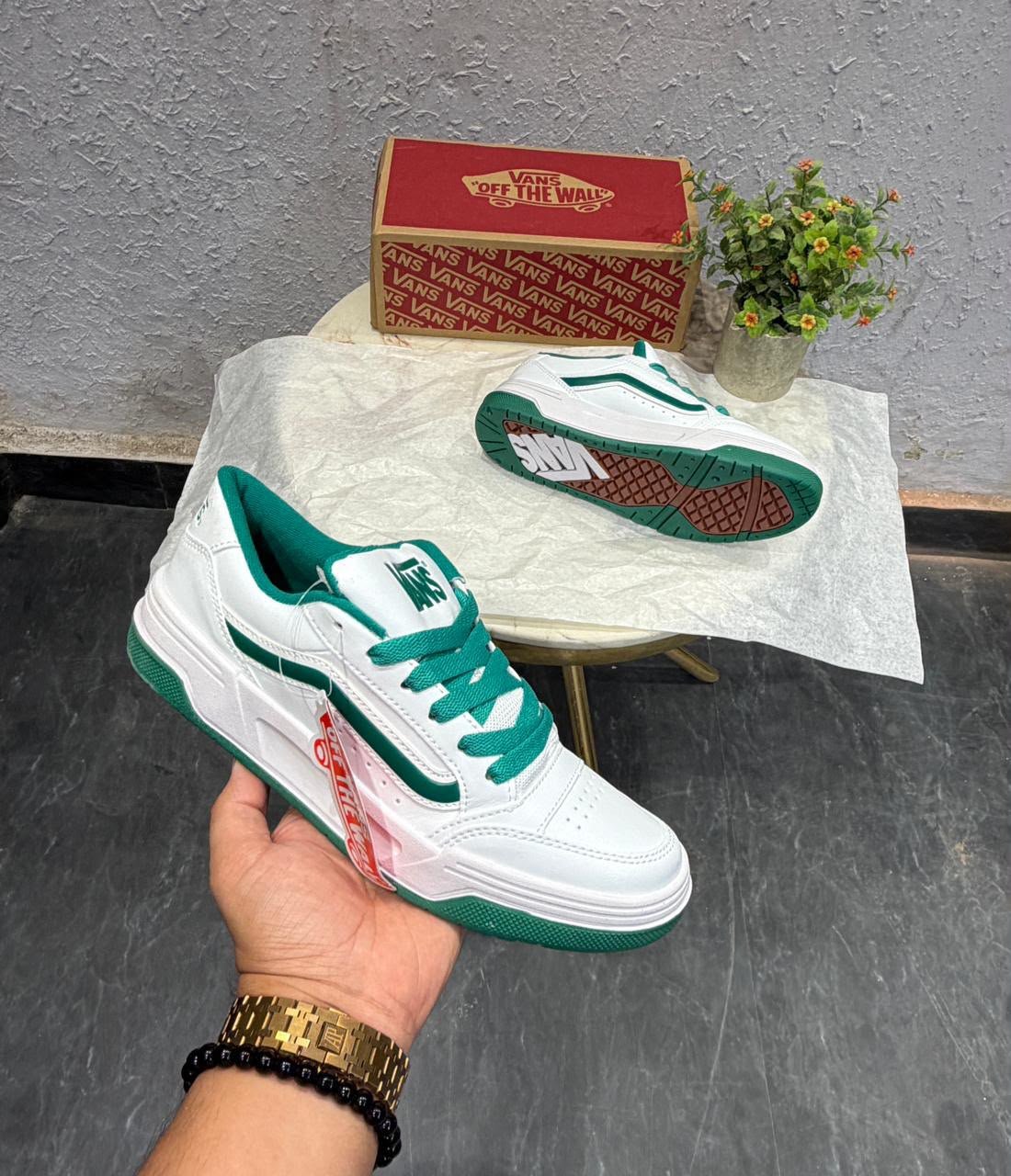 Chunky White Green Lifestyle Sneakers – Premium Everyday Comfort