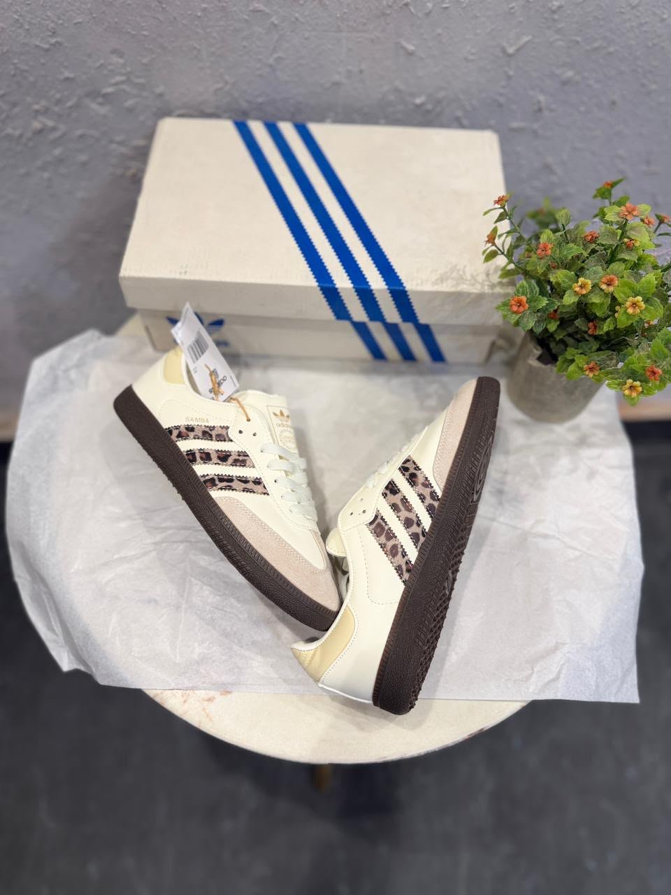 Cream Leopard Accent Sneakers – Premium Comfort & Fashion-Forward Style