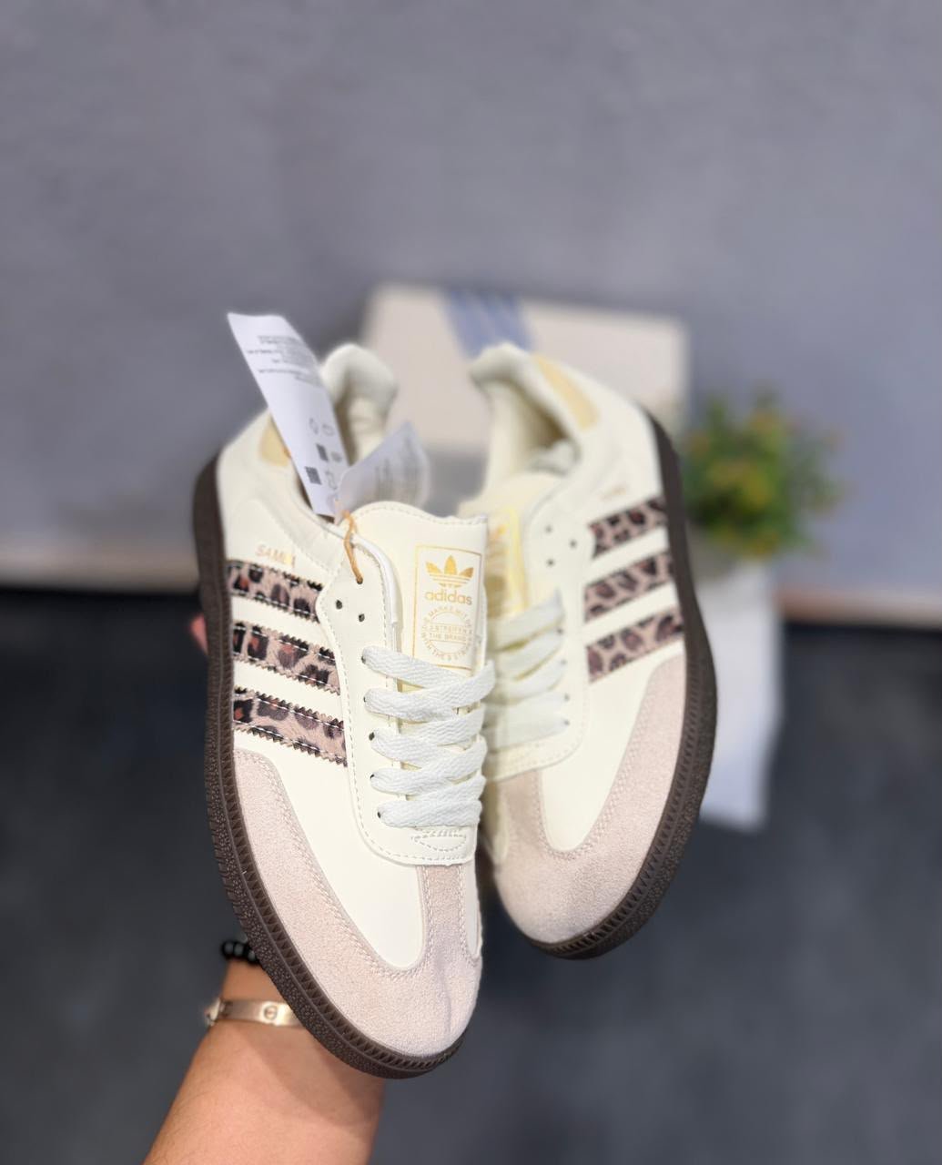 Cream Leopard Accent Sneakers – Premium Comfort & Fashion-Forward Style