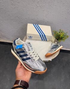 Metallic Silver Heritage Sneakers – Premium Green Accent Edition