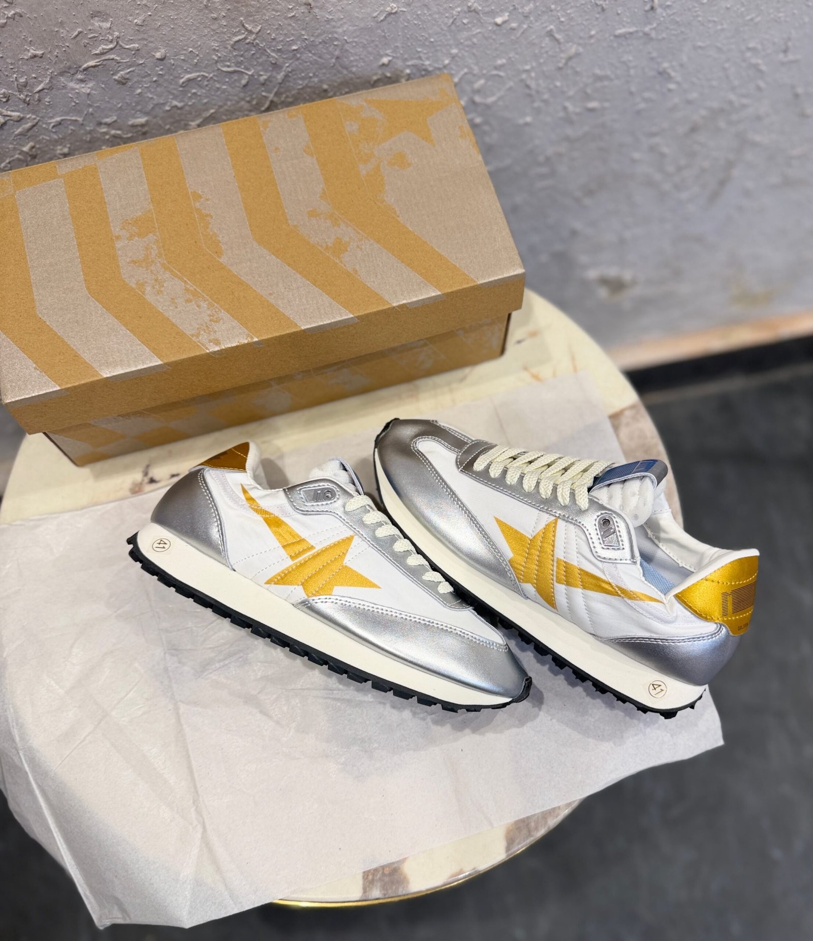 Marathon Silver Gold Sneakers – Premium Lifestyle Edition