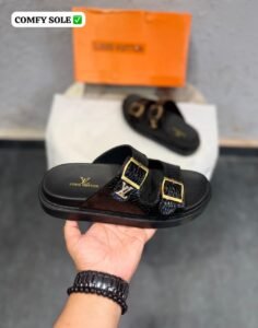 Metallic Logo Comfy Flip Flops – Men's Premium