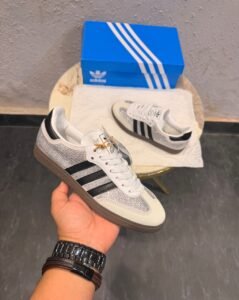 Samba Rhinestone Sneakers – Black Silver & White Silver
