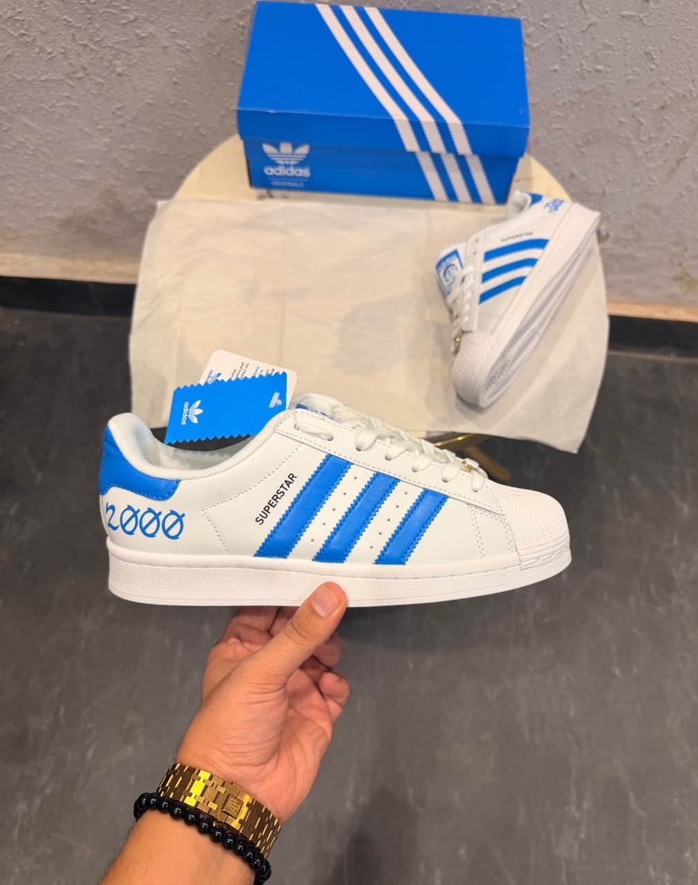 Superstar Blessed White Blue Sneakers – Premium Lifestyle Edition