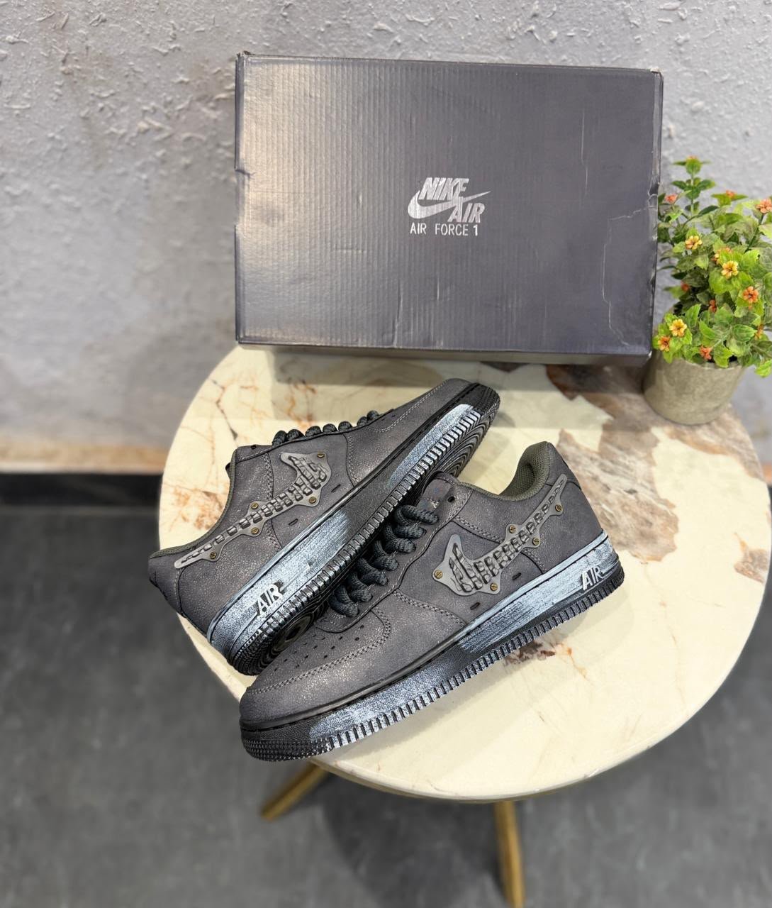 Charcoal Grey Sneakers – Industrial Metalwork Street Style (3) Charcoal Grey Sneakers – Industrial Metalwork Street Style