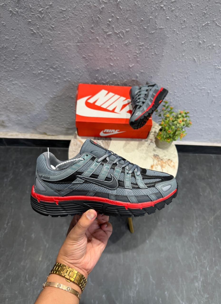 Grey Red Black Sneakers – Modern Runner Style