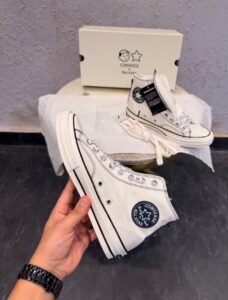 White Mid Sneakers – Artistic Canvas Street Style