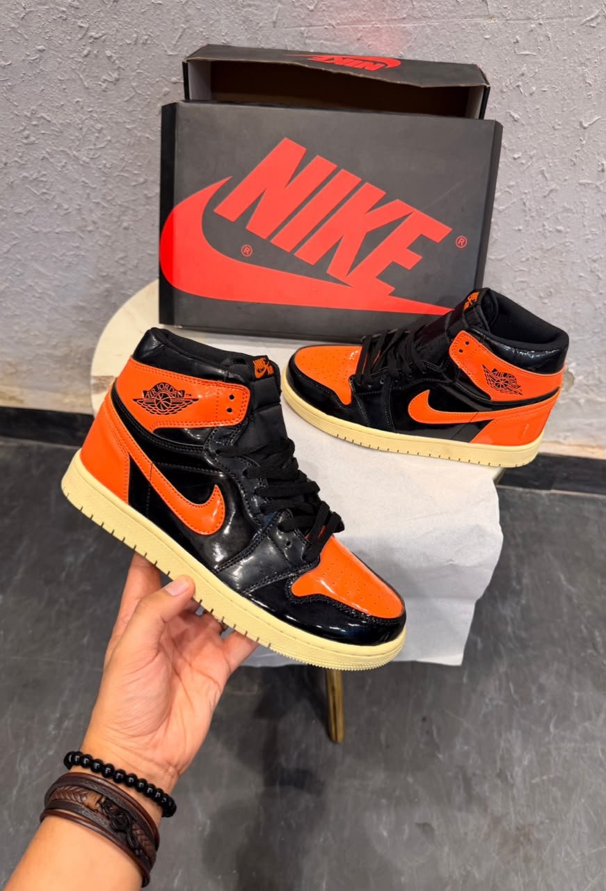 Black Orange High-Top Sneakers – Bold Retro Street Style