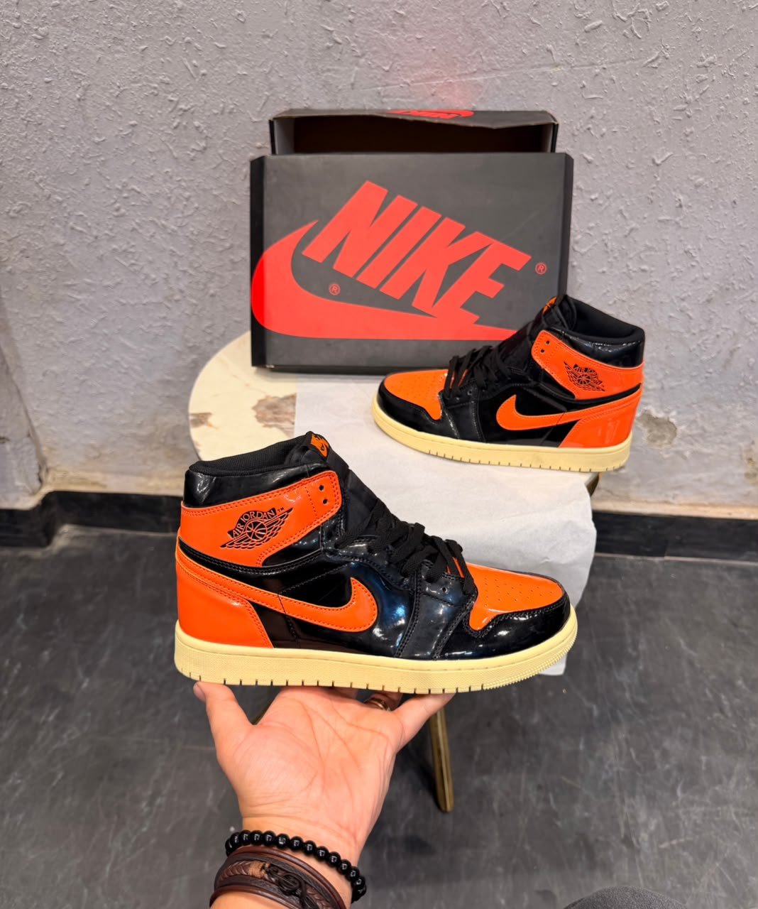 Black Orange High-Top Sneakers – Bold Retro Street Style