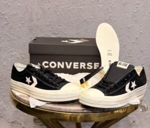 One Star Player 76 retro low-top sneakers in black, brown, and white green colourways with star emblems and contrasting soles