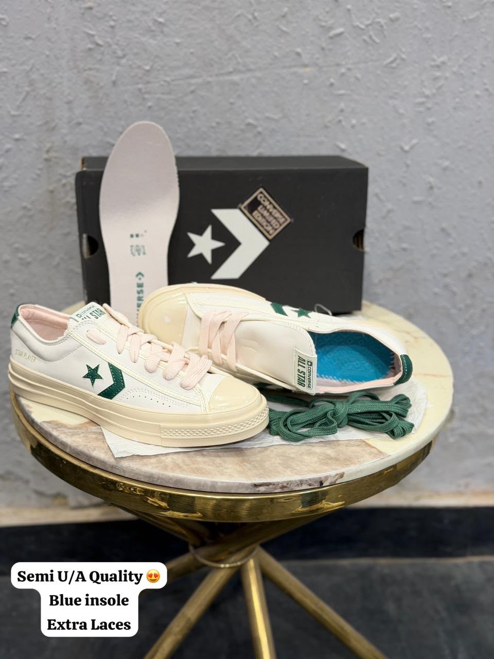 One Star Player 76 Retro Sneakers – Black, Brown & WhiteGreen (5) One Star Player 76 retro low-top sneakers in black, brown, and white green colourways with star emblems and contrasting soles