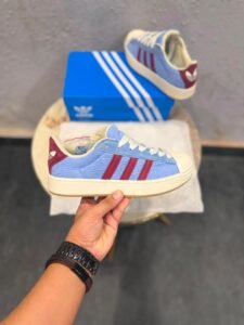 Sky Blue Corduroy Sneakers – Retro Court Streetwear