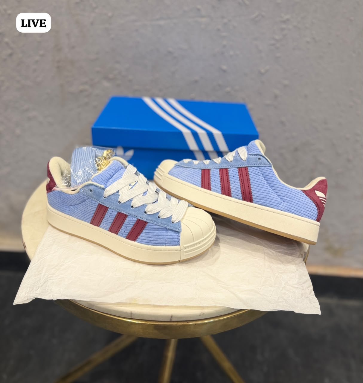 Sky Blue Corduroy Sneakers – Retro Court Streetwear