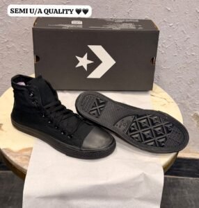 Triple Black High Top Sneakers – Classic Monochrome Street Style