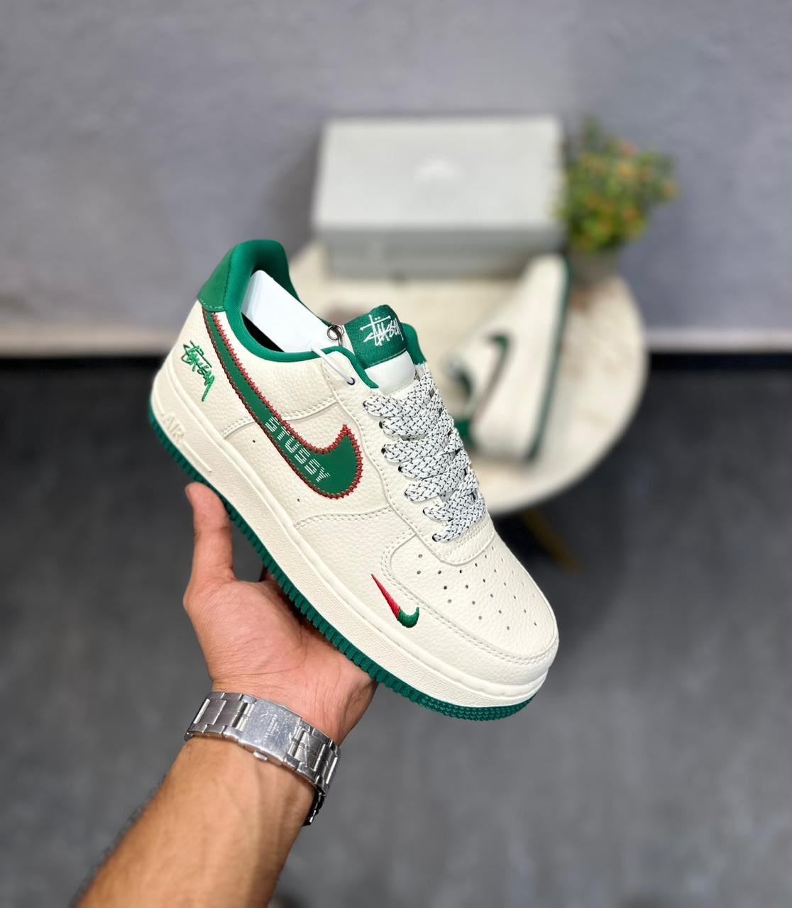 White Green Custom Sneakers – Heritage Streetwear Edition