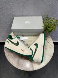 White Green Custom Sneakers – Heritage Streetwear Edition